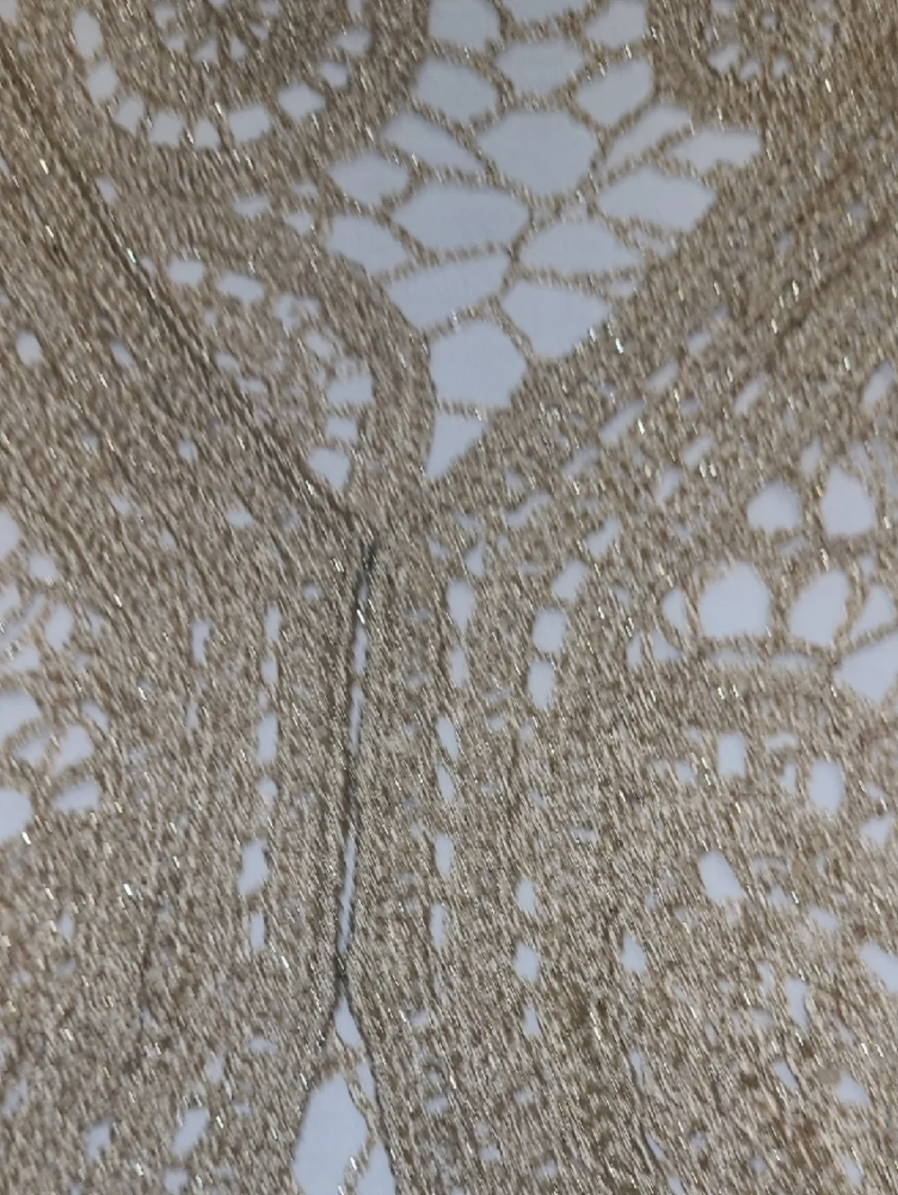 Zashi Beige and Gold Crochet Triple Hook and Eye Front Layering Shrug L - Picture 4 of 8